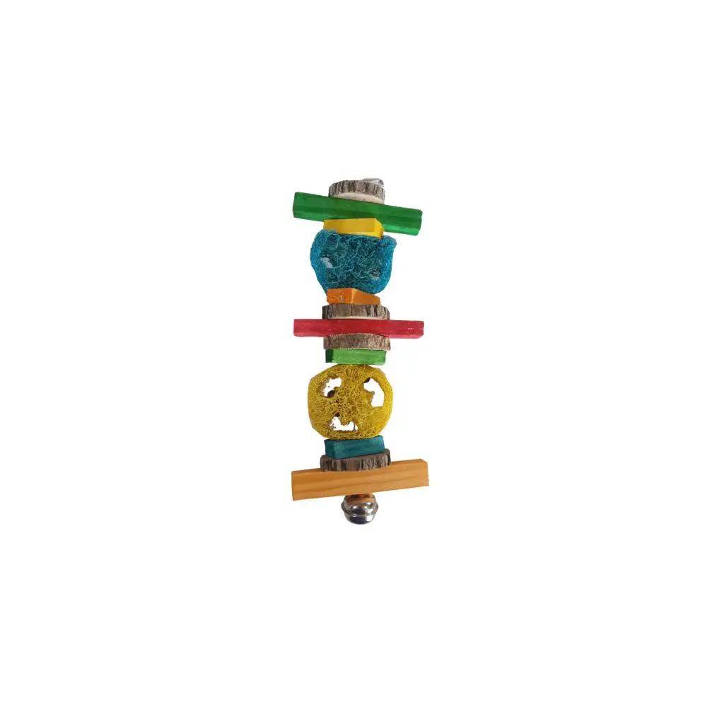 Akwa Loofah No2 Wood & Bell Parrot Bird Toy