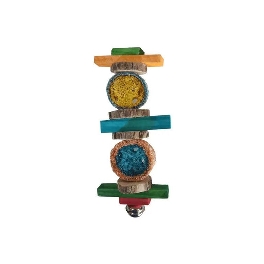 Akwa Loofah No9 Wood & Bell Parrot Bird Toy
